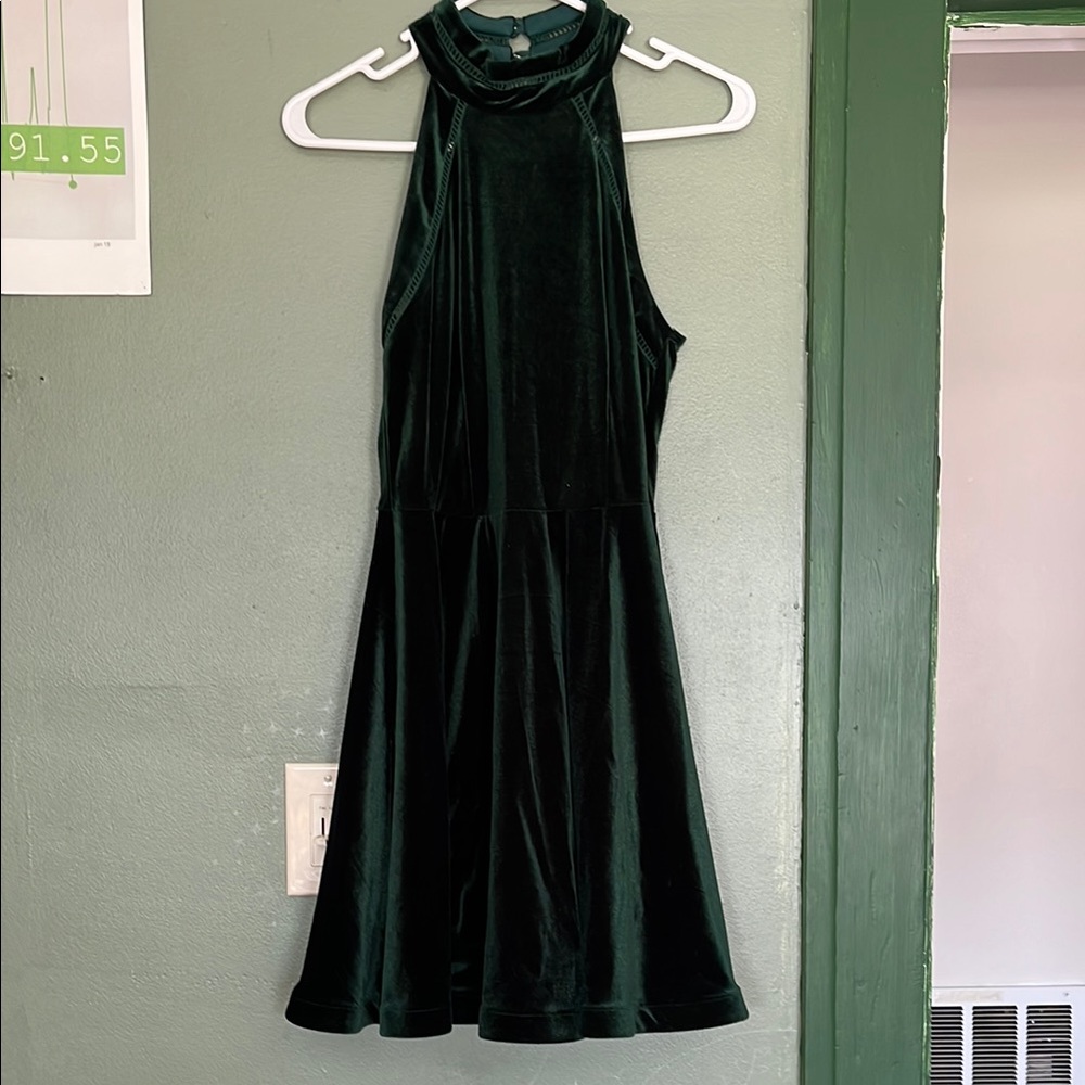 Elegant Velvet Green Dress